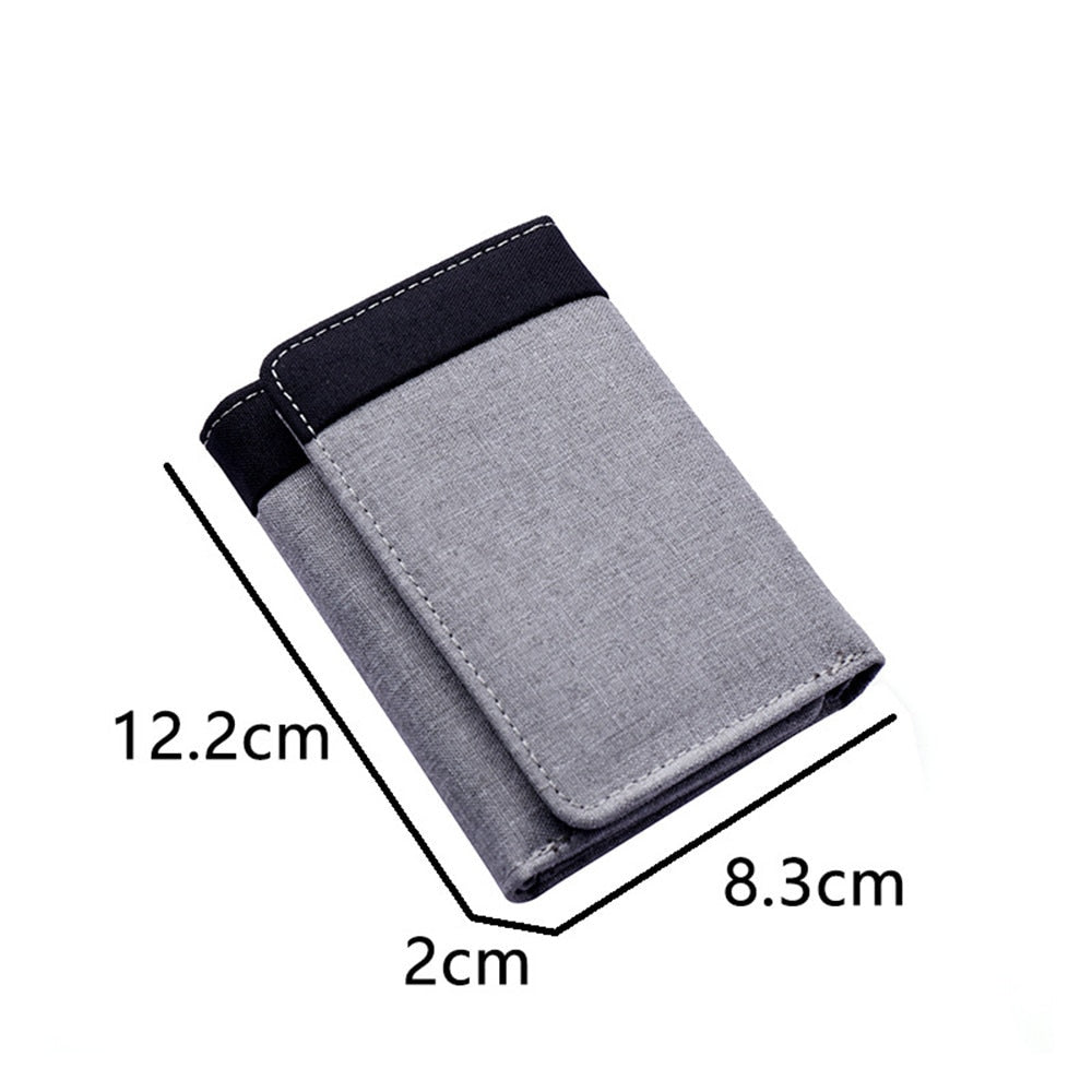 Mini Three-fold Vertical Canvas Wallet