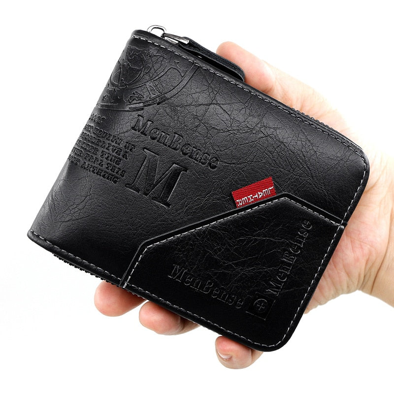 Leather Wax Oil Skin Coin Short Card Holder Wallet