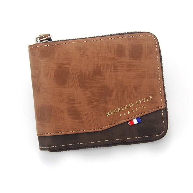 Leather Wax Oil Skin Coin Short Card Holder Wallet