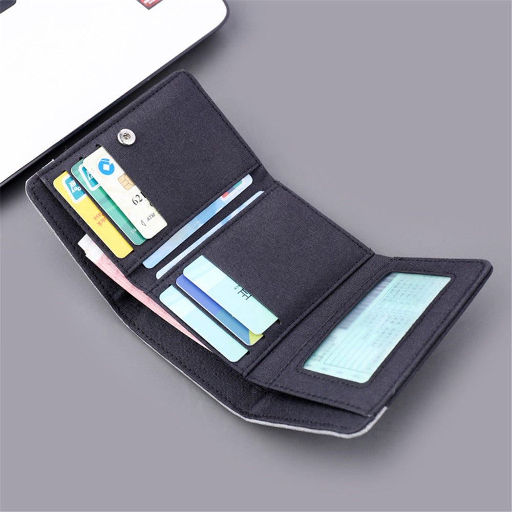 Mini Three-fold Vertical Canvas Wallet