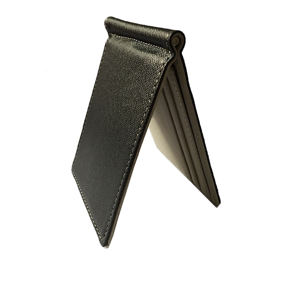 Short PU Leather Money Clips Solid Thin Wallet