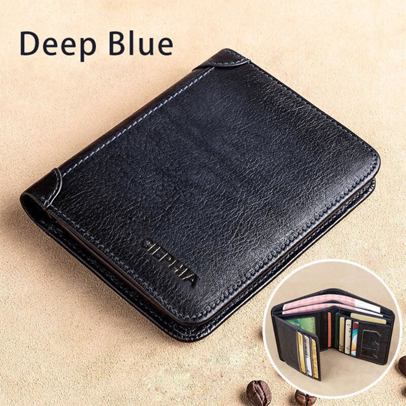 Genuine Leather Vintage Thin Short Wallet