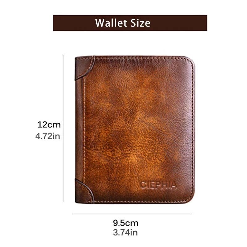 Genuine Leather Vintage Thin Short Wallet