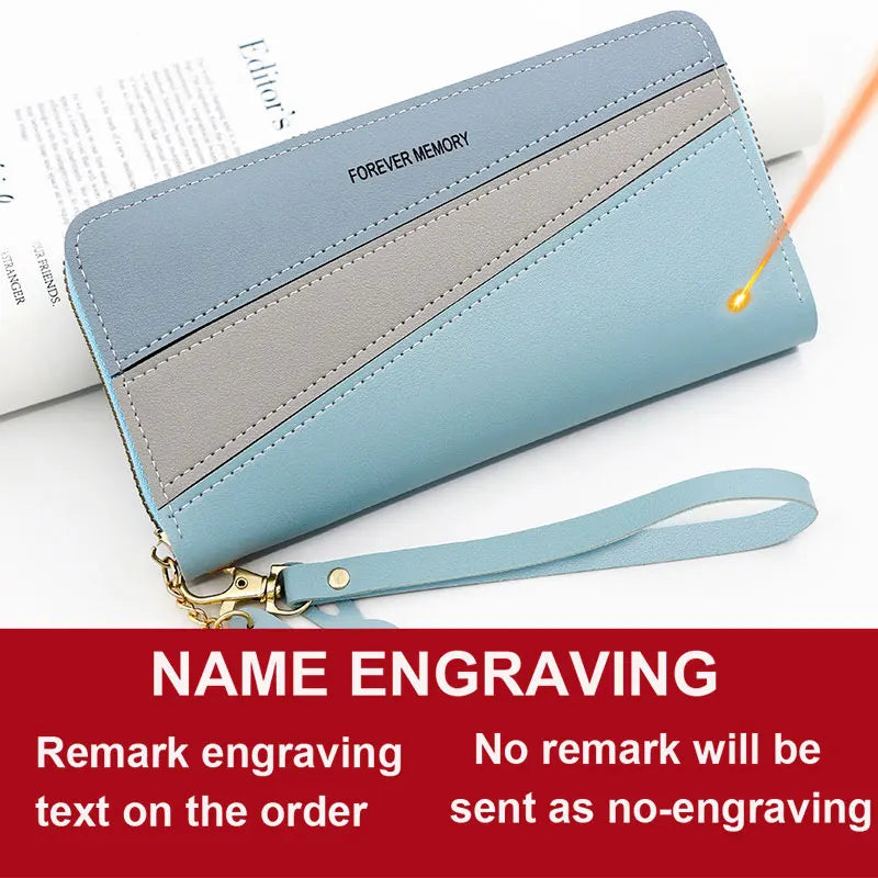 Long Cute Fashion Multifunctional Clutch Name Engraving Wallet