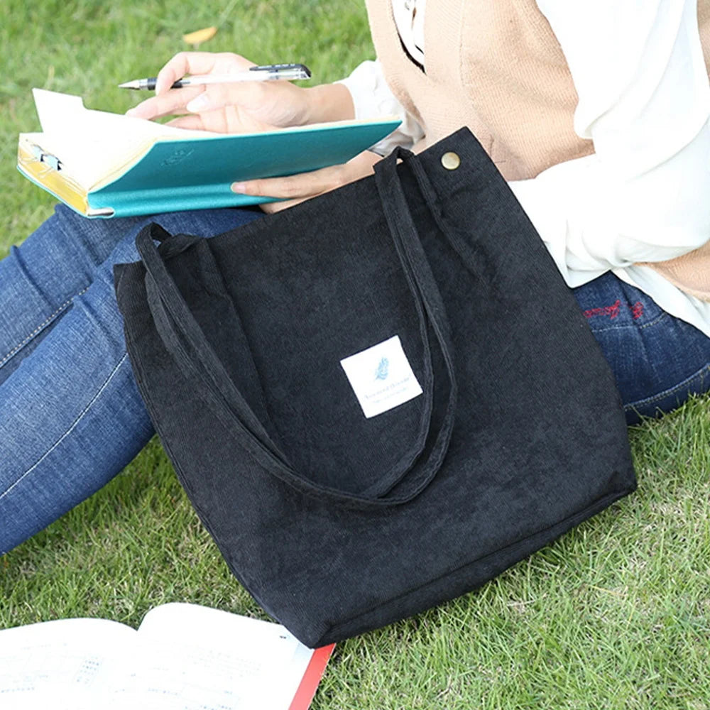 Corduroy Reusable Casual Outdoor Tote Bag