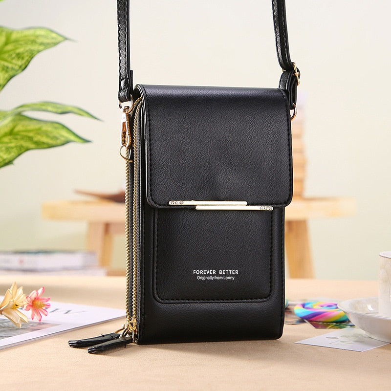 Fashion Soft Leather Touch Screen Cell Phone Bag