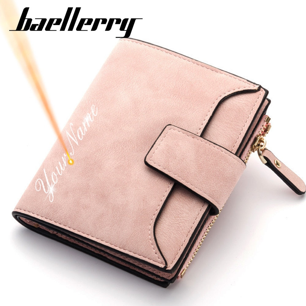 Name Engraving PU Leather Quality Female Wallet