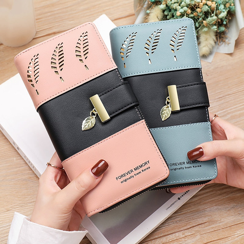 Hollow Leaves PU Leather Wallet