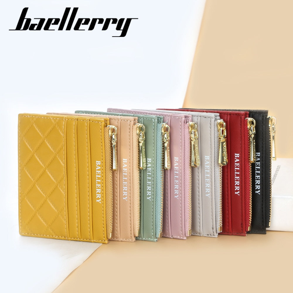 Mini Card Slim Zipper PU Leather Wallet