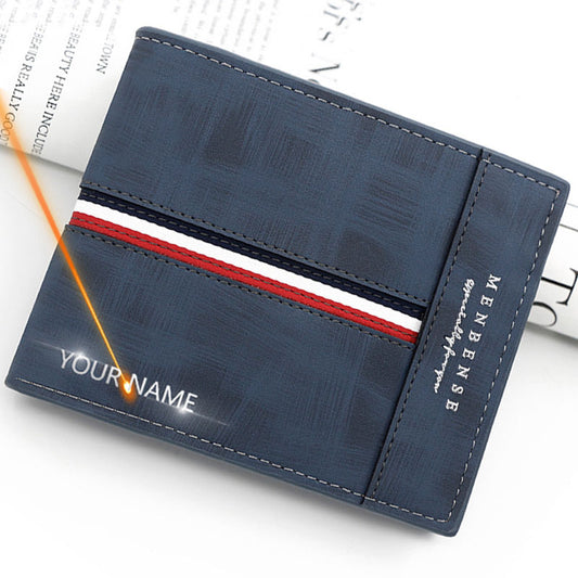 Luxury Slim Card Holder Name Print Male Wallet