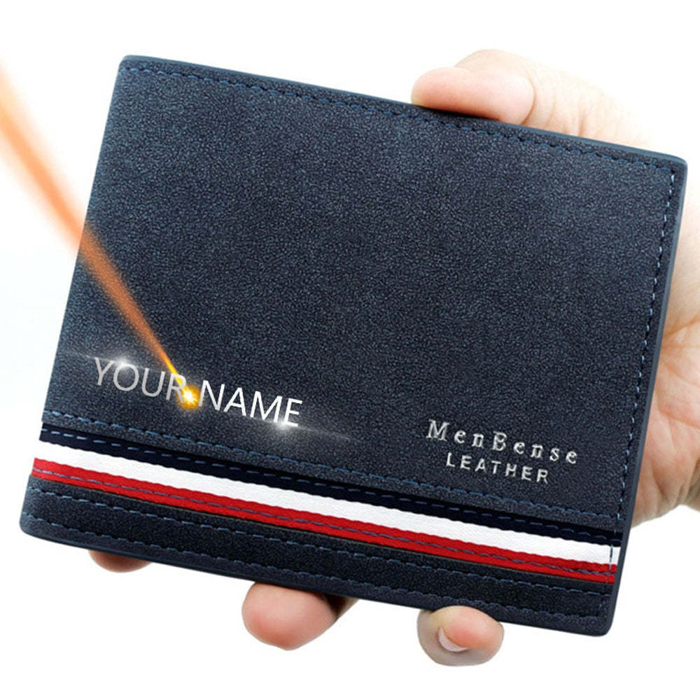 Name Engraved Luxury Stripe Slim Card Holder