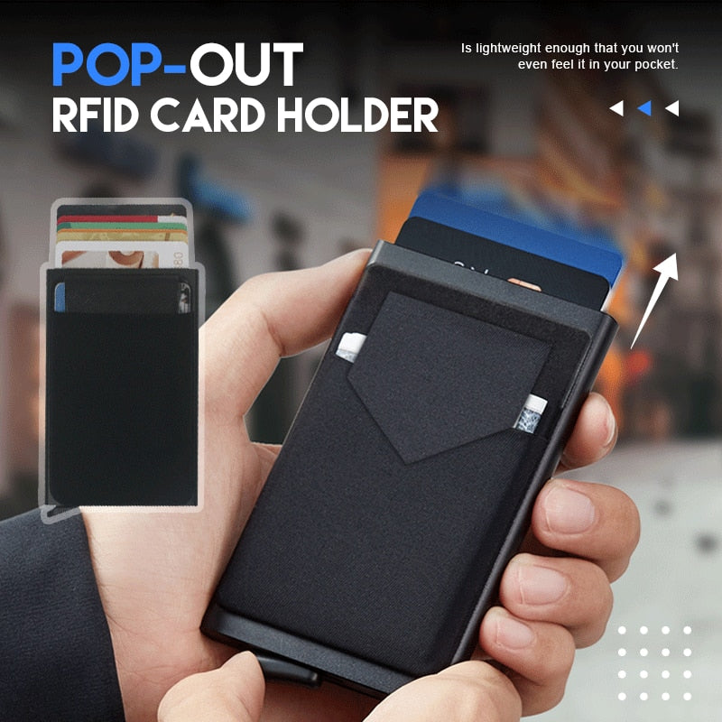 Pop Up Rfid Smart Card Holder Metal Thin Slim Wallet