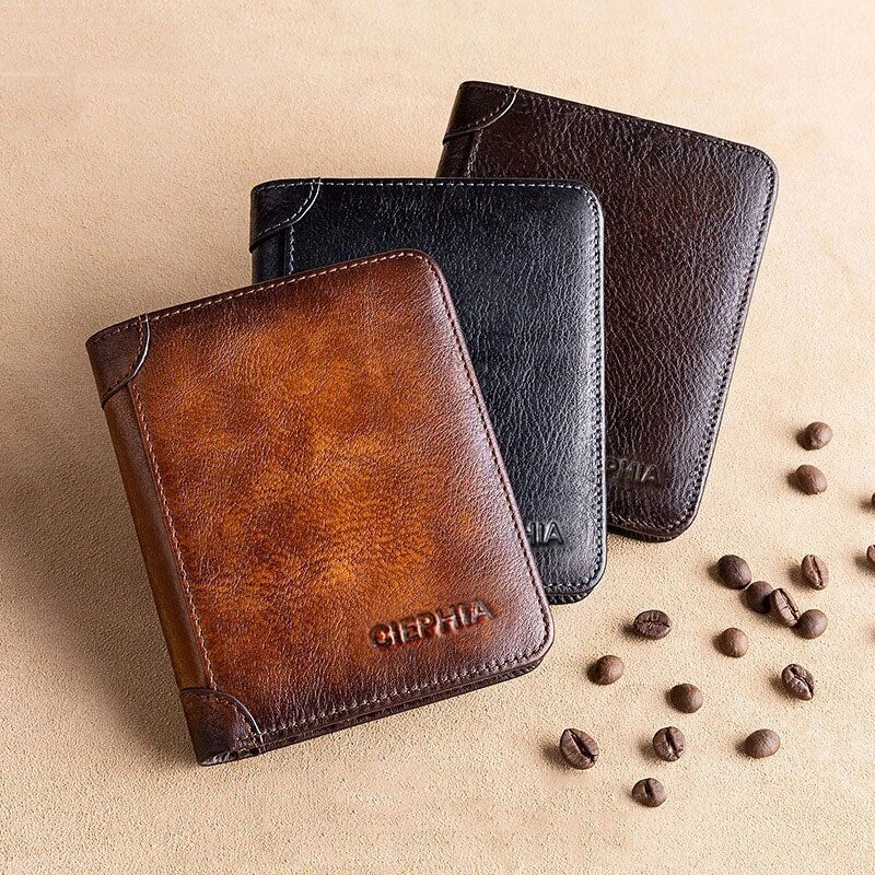 Genuine Leather Vintage Thin Short Wallet