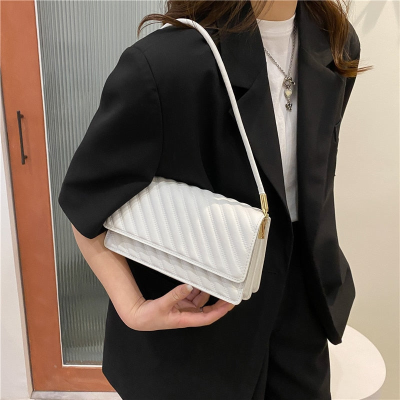 Fashion Leather Solid Color Underarm Bags