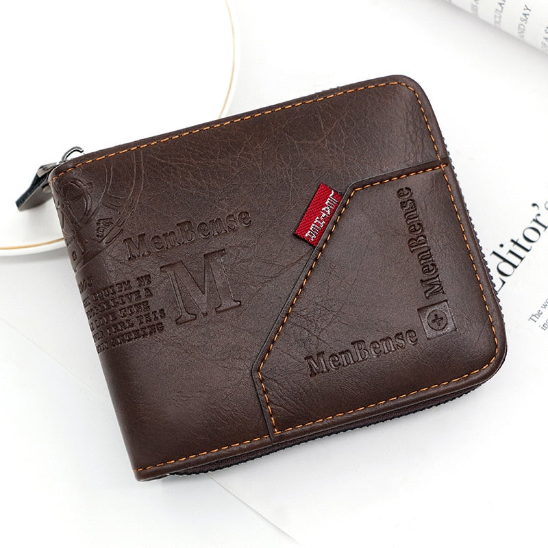 Leather Wax Oil Skin Coin Short Card Holder Wallet