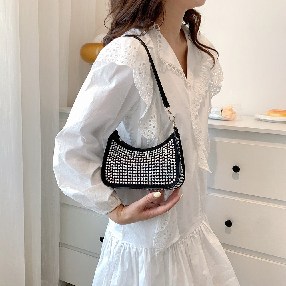 Rhinestone Fashion Versatile Underarm Bag