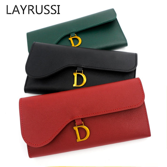 Letter Simple Long Clutch Solid Color Wallet